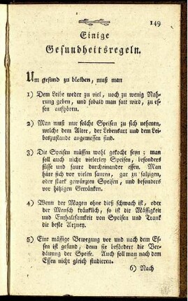 Einige Gesundheitsregeln.
