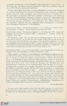 18: [Rezension von: Griechischer Leistungskurs in der Kollegstufe. Unterrichtsmodelle. Aus der Praxis - für die Praxis]