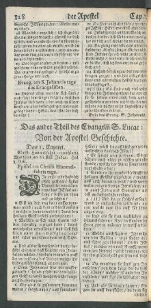 Das ander Theil des Evangelii S. Lucae: von der Apostel Geschichte.