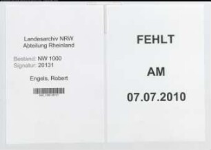 Entnazifizierung Robert Engels, geb. 01.05.1906 (Angestellter)