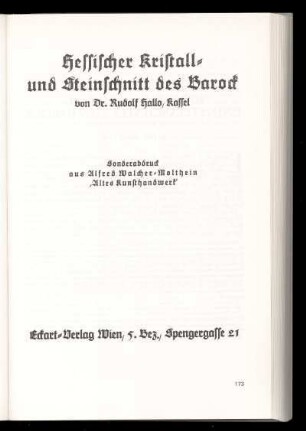 12. Hessischer Kristall- und Steinschnitt des Barock (1927)