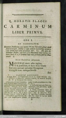 Q. Horatii Flacci Carminum Liber Primus