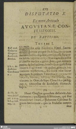 Disputatio X. Ex nono Articulo Augustanae Confessionis. De Baptismo