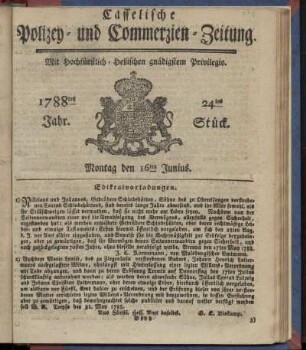 24tes Stueck, Montag den 16ten Junius. 1788