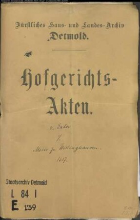 von Exter, Simon gegen Hans Meier zu Wistinghausen - Brautschatzforderung (Schmeriemen)
