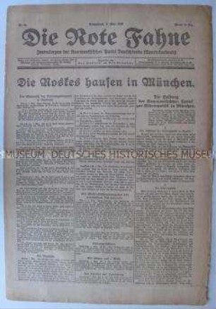 Kommunistische Tageszeitung "Die Rote Fahne" zur Niederschlagung der Münchener Räterepublik
