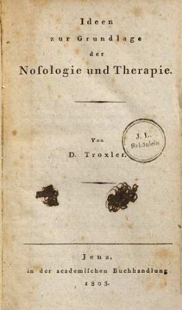 Ideen zur Grundlage der Nosologie und Therapie