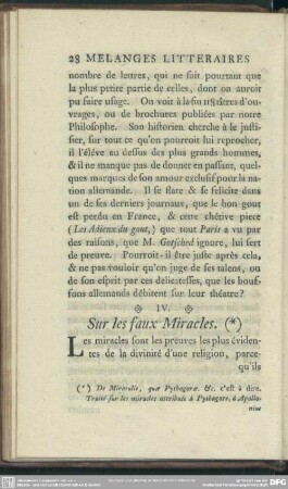 IV. Sur les faux Miracles