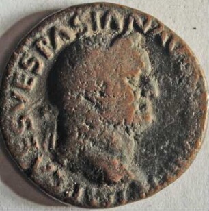 Römische Münze, Nominal As, Prägeherr Vespasian, Prägeort Lyon, Original