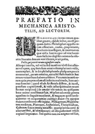 Praefatio In Mechanica Aristotelis, Ad Lectorem.