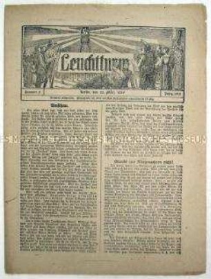 Nachrichtenblatt "Leuchtturm" mit Meldungen von verschiedenen Kriegsschauplätzen