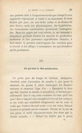 III Ce qui suit la Sur-production.