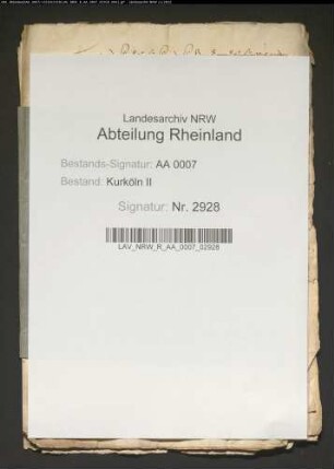 Marcellus Moersius gegen Karl Prenth wegen der ihm von Erzbischof Salentin übertragenen Vikarie zu Rheinberg