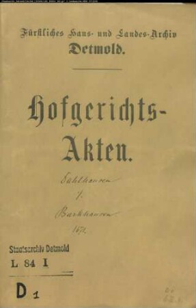 Dahlhausen, Kord zu Oerlinghausen gegen Simon Barkhausen zu Oerlinghausen