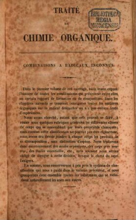 Traité de Chimie Organique, 2. (1842). - 664 S.