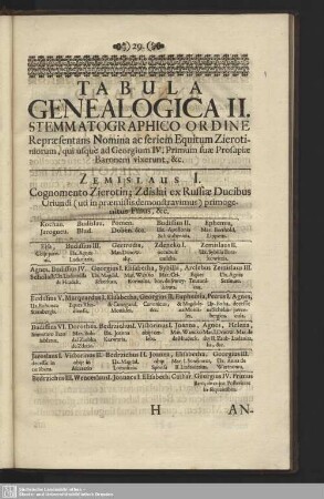 Tabula Genealogica II.