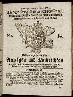 No. 14. Montags, den 1ten April 1776.