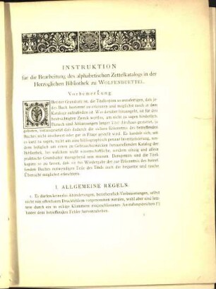 I. Allgemeine Regeln.