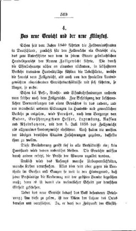 Das neue Gewicht und der neue Münzfuß