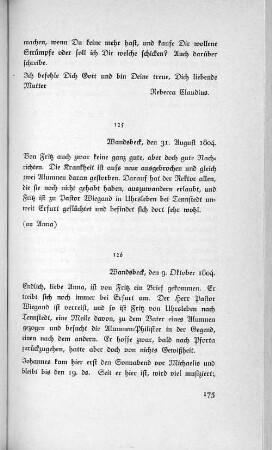 125 Wandsbeck, den 31. August 1804.