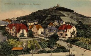 Postkartenalbum mit Motiven von Durlach. "Durlach in Baden - Uhlandstraße mit Turmberg