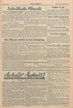 Freie Presse 1931 (Nr. 260). "Erste Beilage"