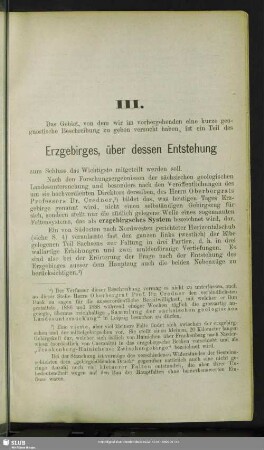 III. [Entstehung des Erzgebirges]