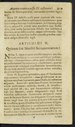Articulus II. Quinam sint Ministri Sacramentorum.