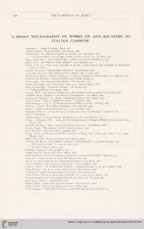 A Short Bibliography of Works on and relating to Italian Gardens