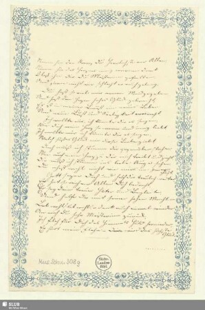 308g: Nimm hin den Kranz Du Herrlichste von Allen - Mus.Schu.308g : [Widmungsgedicht]
