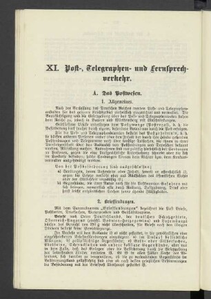 XI. Post-, Telegraphen- und Fernsprechverkehr