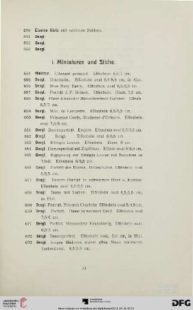 i. Miniaturen und Stiche (Nr. 654-688)
