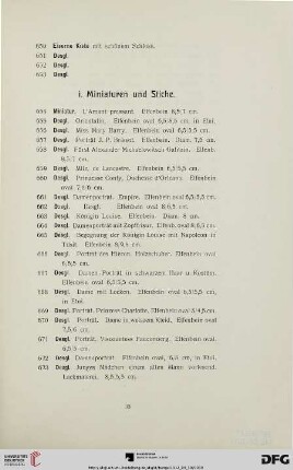 i. Miniaturen und Stiche (Nr. 654-688)