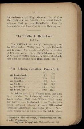 7c) Schlitz, Schotten, Frankfurt
