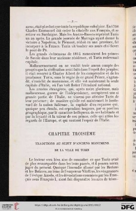 Chapitre toisième: Traditions au sujet d'anciens monumens de la ville de Turin