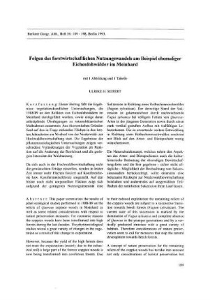 Folgen des forstwirtschaftlichen Nutzungswandels am Beispiel ehemaliger Eichenlohwälder im Meinhard
