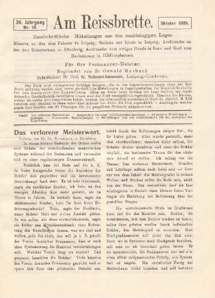 Nr. 10. Oktober 1909.