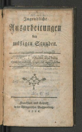 Jugendliche Ausarbeitungen bey müßigen Stunden