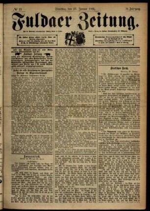 Ausgabe vom Dienstag, den 27. Januar 1891.