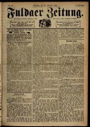 Ausgabe vom Dienstag, den 27. Januar 1891.