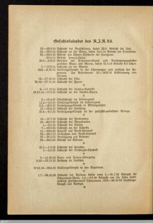Gefechtskalender des R.I.R. 83