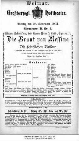 Die Braut von Messina oder Die feindlichen Brüder