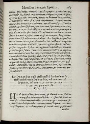 De Daemonibus quid Aristotelice sentiendum sit [...] Cap. II.