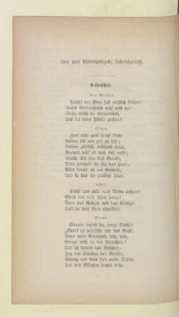 Lied und Liederartiges; Lebensgenuß