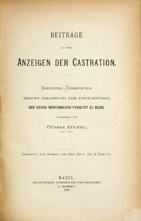 Beiträge zu den Anzeigen der Castration