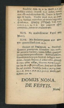 Domus Nona. De Festis.