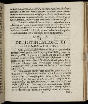 Caput IX. De Justificatione Et Renovatione.