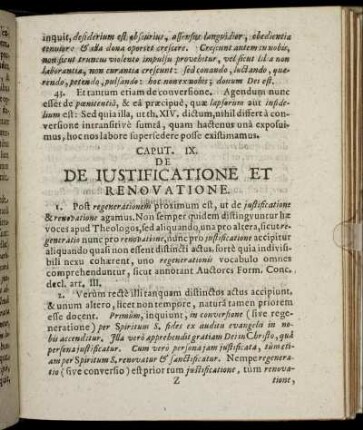 Caput IX. De Justificatione Et Renovatione.