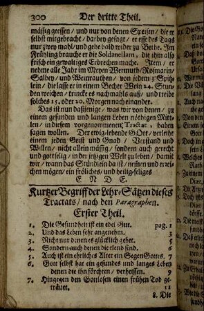 Kurtzer Begriff der Lehr-Sätzen dieses Tractats, nach den Paragraphen.