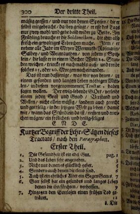 Kurtzer Begriff der Lehr-Sätzen dieses Tractats, nach den Paragraphen.